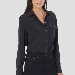 Equipment 100% Silk Button Up Blouse Black  Sz S